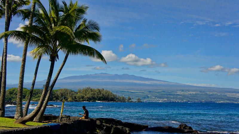 Hilo coastline with Mauna Kea in the background