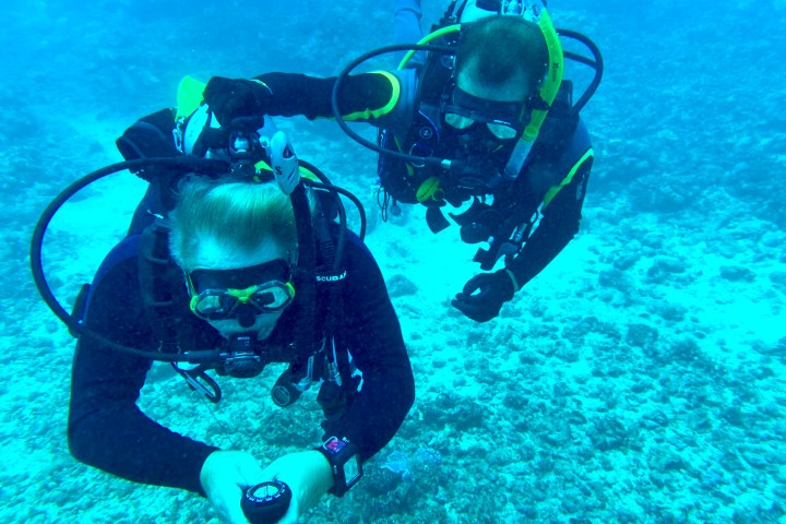 a man swimming in the water