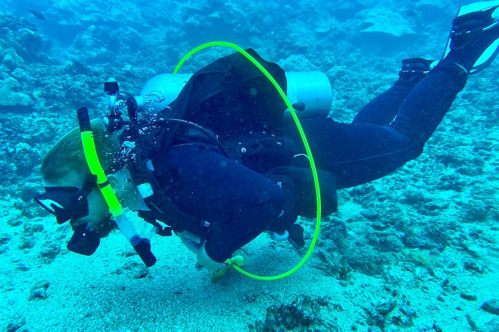 a person swimming underwater