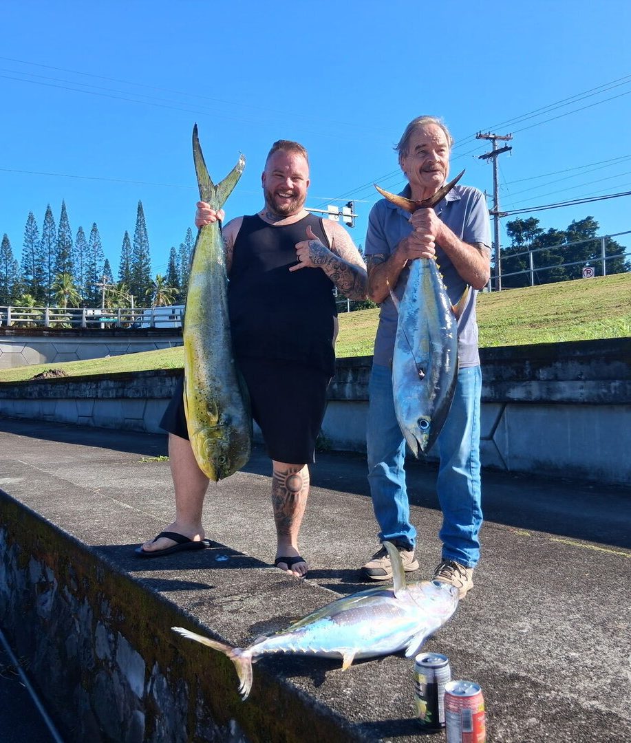 Mahimahi and tuna caught on a Hilo fishing charter