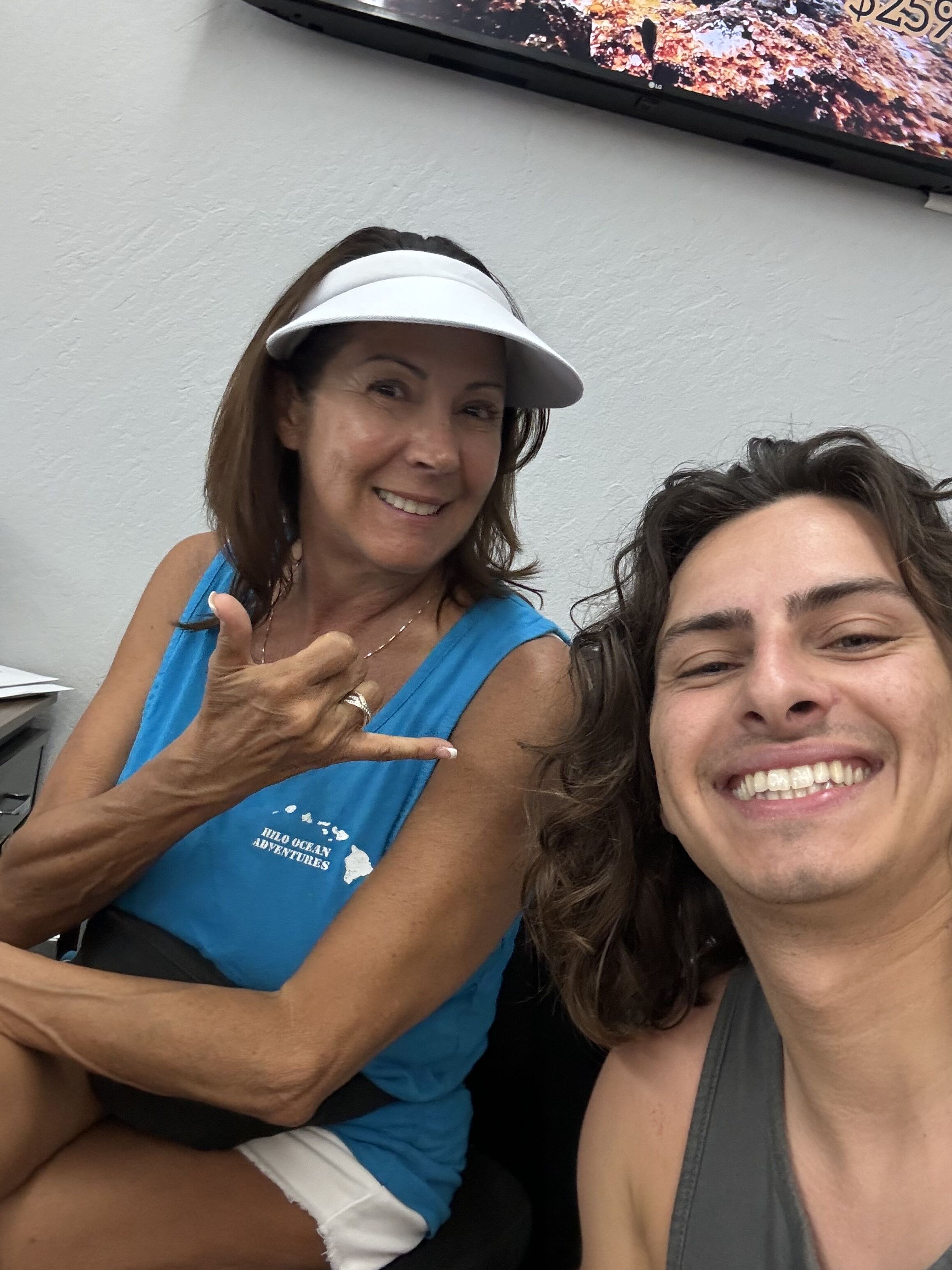 Ryan and his aunt Natalie at the Hilo Ocean Adventures shop
